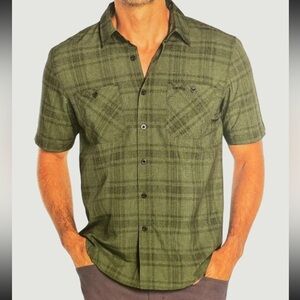 Orvis green plaid button down short sleeve lightweight shirt size XXL